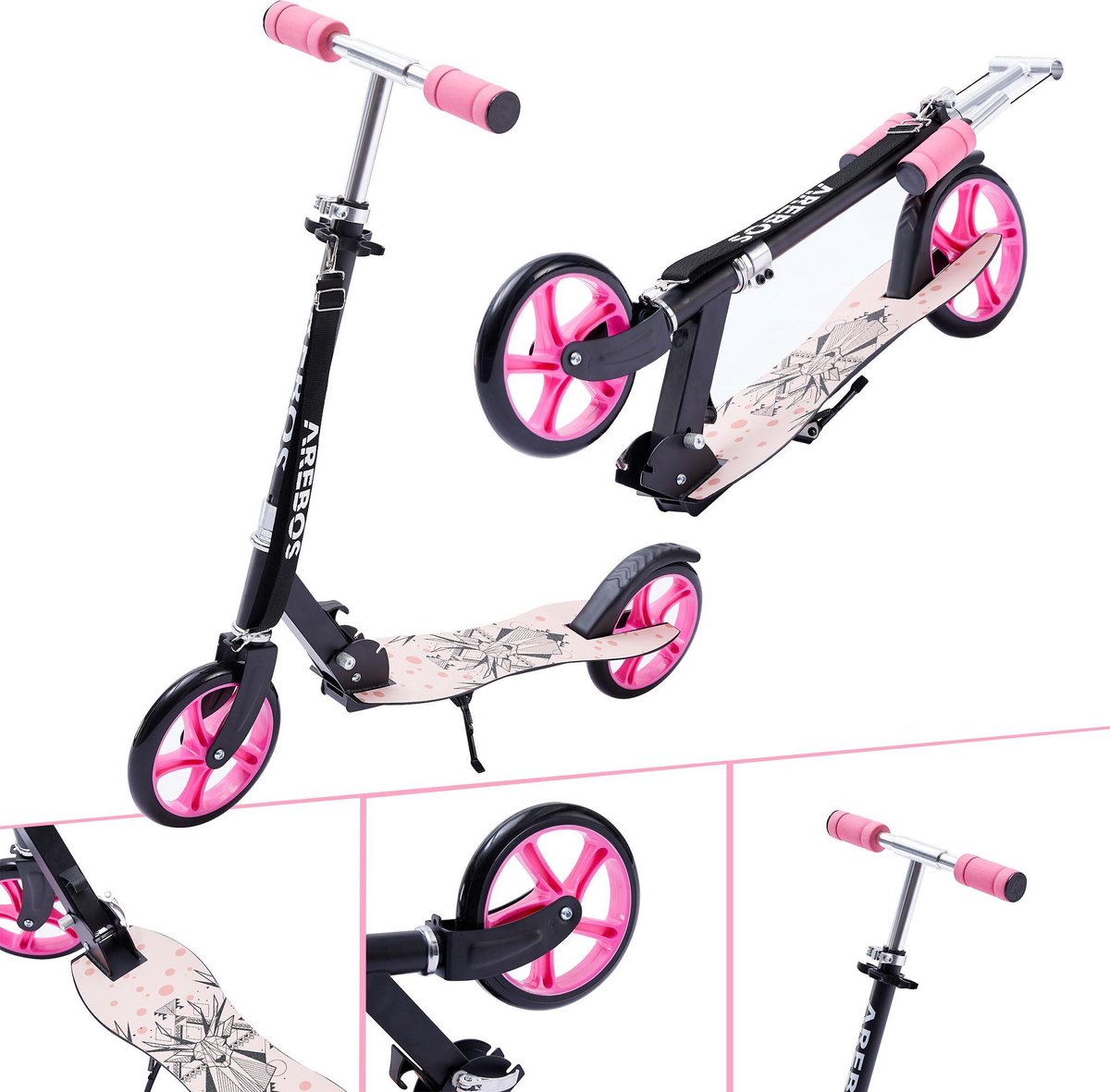 AREBOS Step City Step Kinderscooter Volwassenen Step Roze