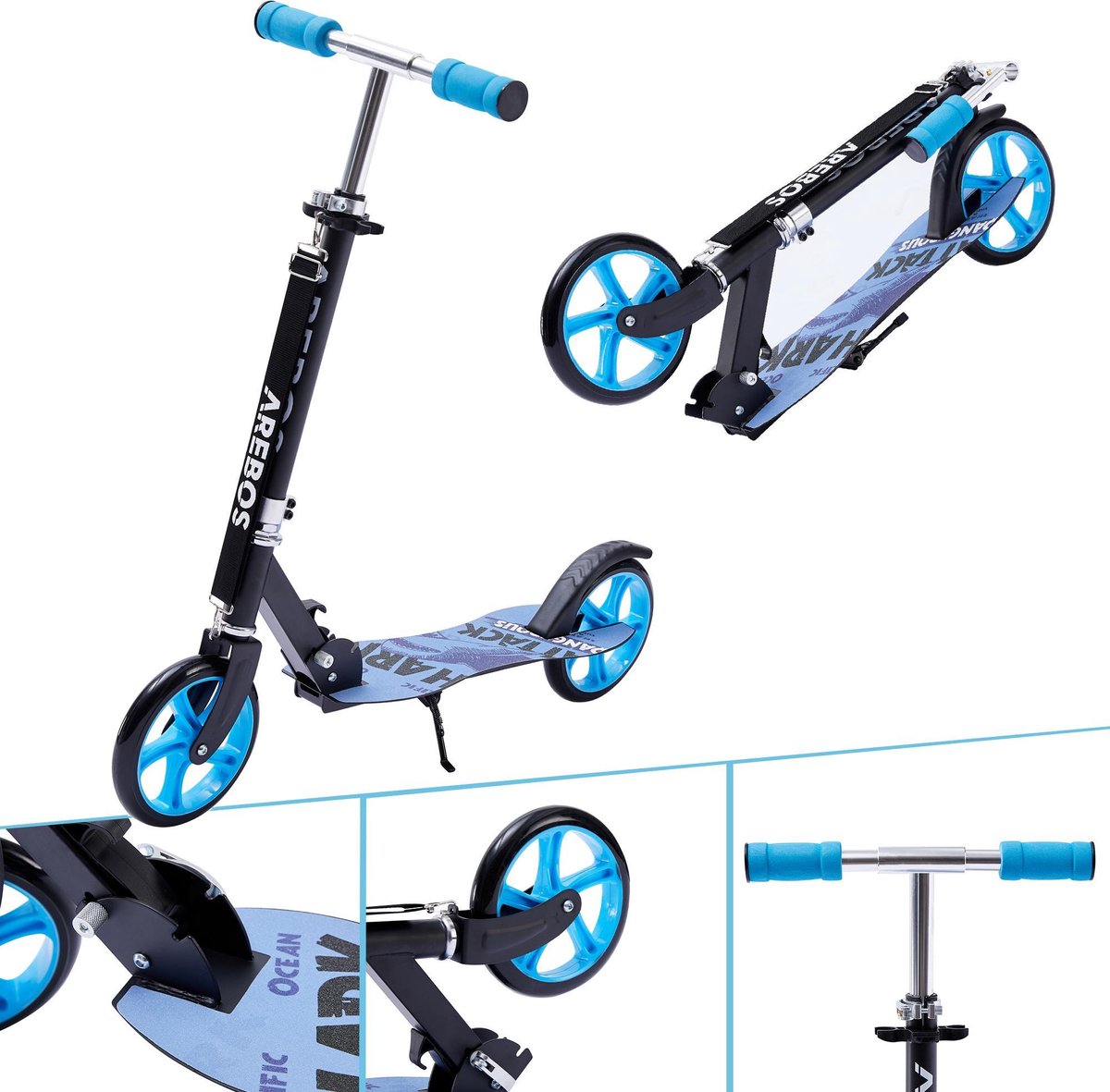 AREBOS Step Step City Step Kinderscooter Volwassenen Step Blauw