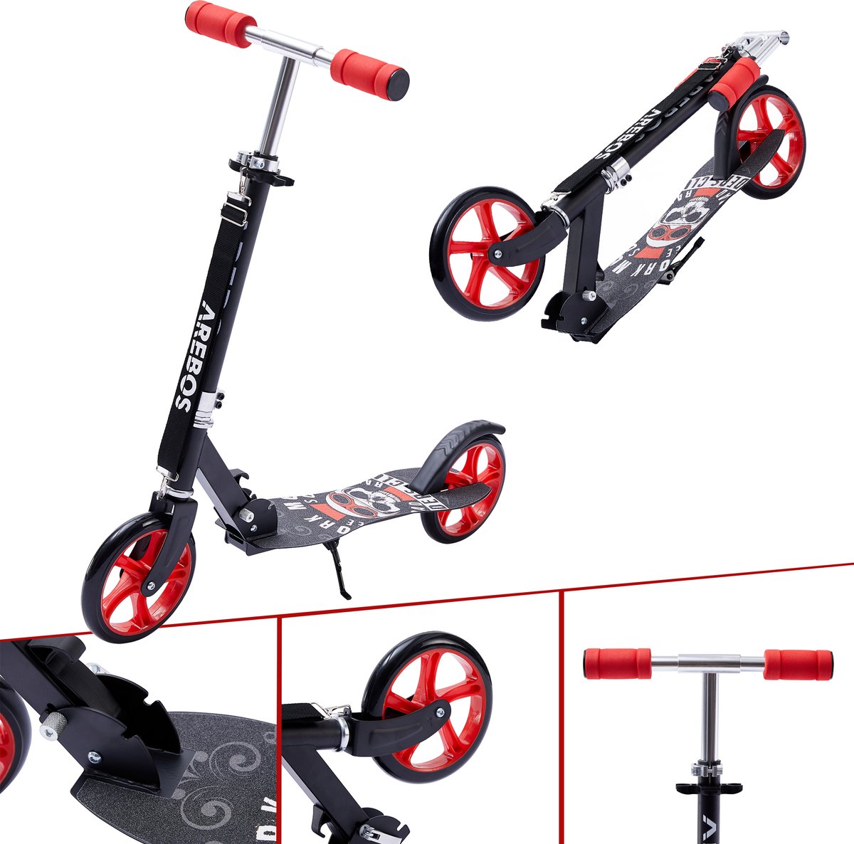 AREBOS Step Step City Step Kinderscooter Volwassenen Step Rood