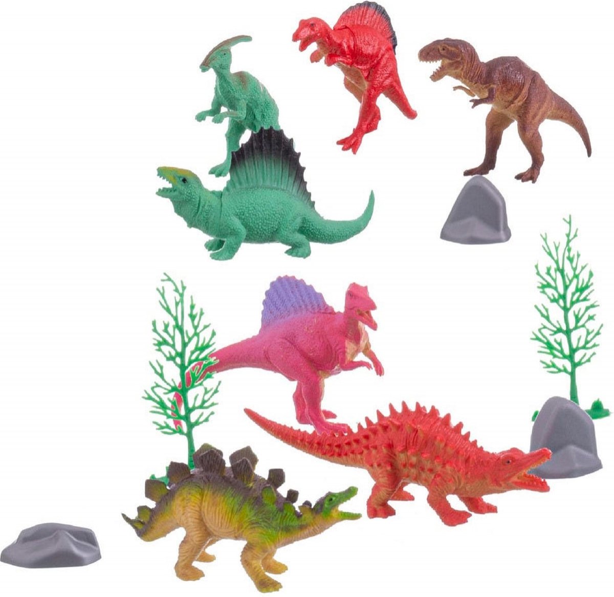 Ariko Buis met 12 dinosaurus figuren. Geweldig voor kinderen die geïnteresseerd zijn in dinosaurus