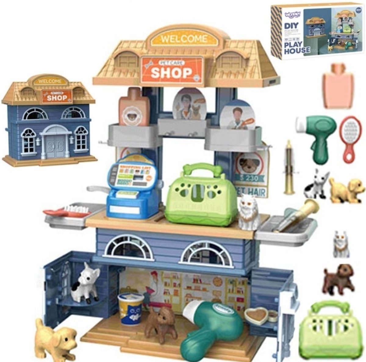   Dierenwinkel - 33pcs - Met Kassa - Vouwbaar