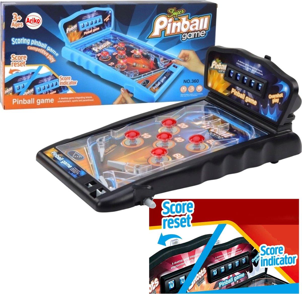   Flipperkast - Licht & Geluid - Met Scoreboard - 2 Flippers