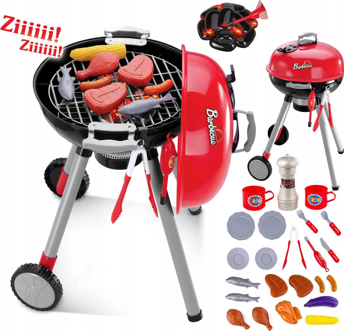   Speelgoed BBQ - Kinder barbecue grill met licht en geluid en accessoires - BBQ - 26 delig - inclusief Batterijen