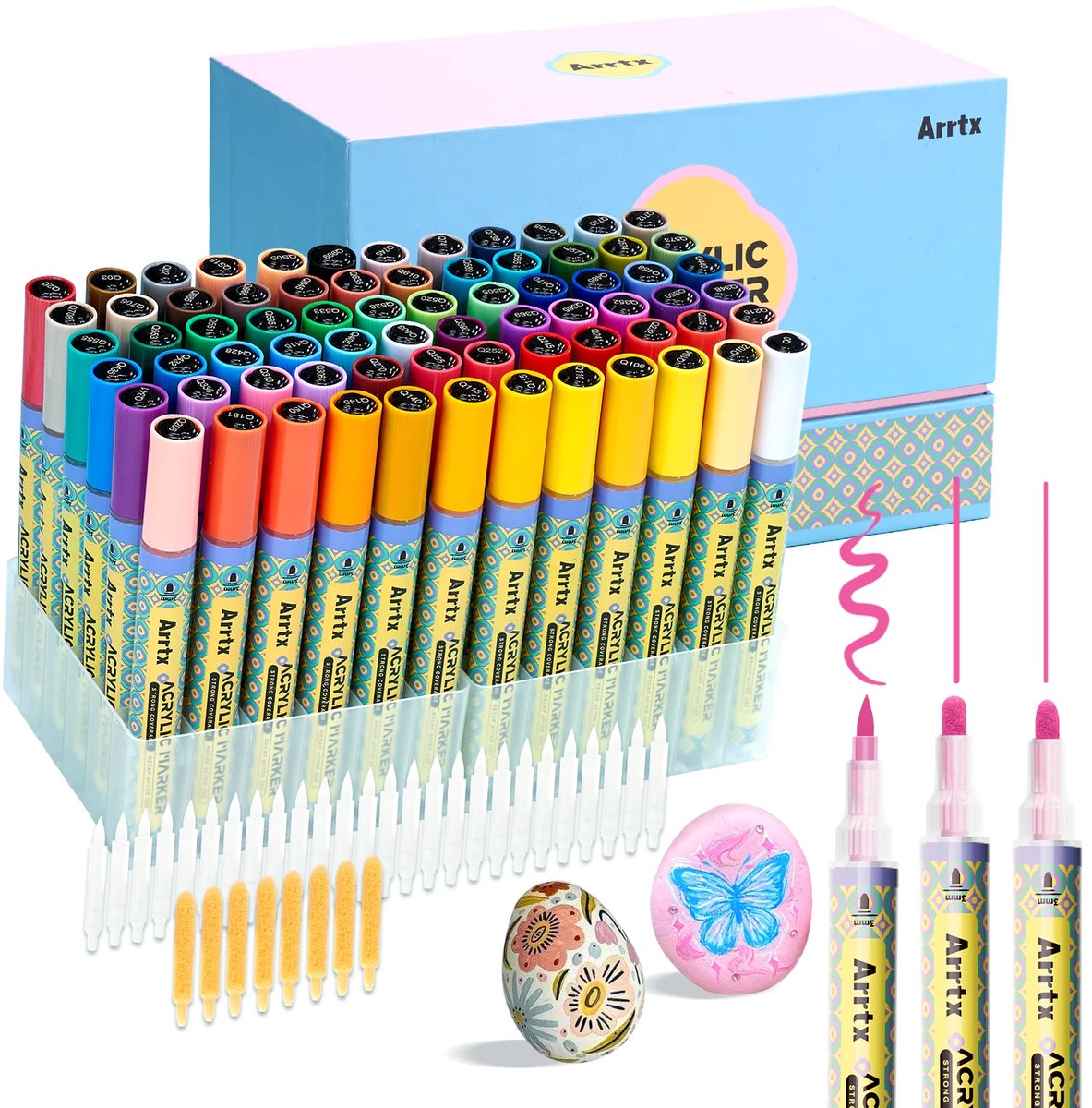 Arrtx Acrylmarker Paint Markers 3mm Medium Tip Valve Design – 72 kleuren