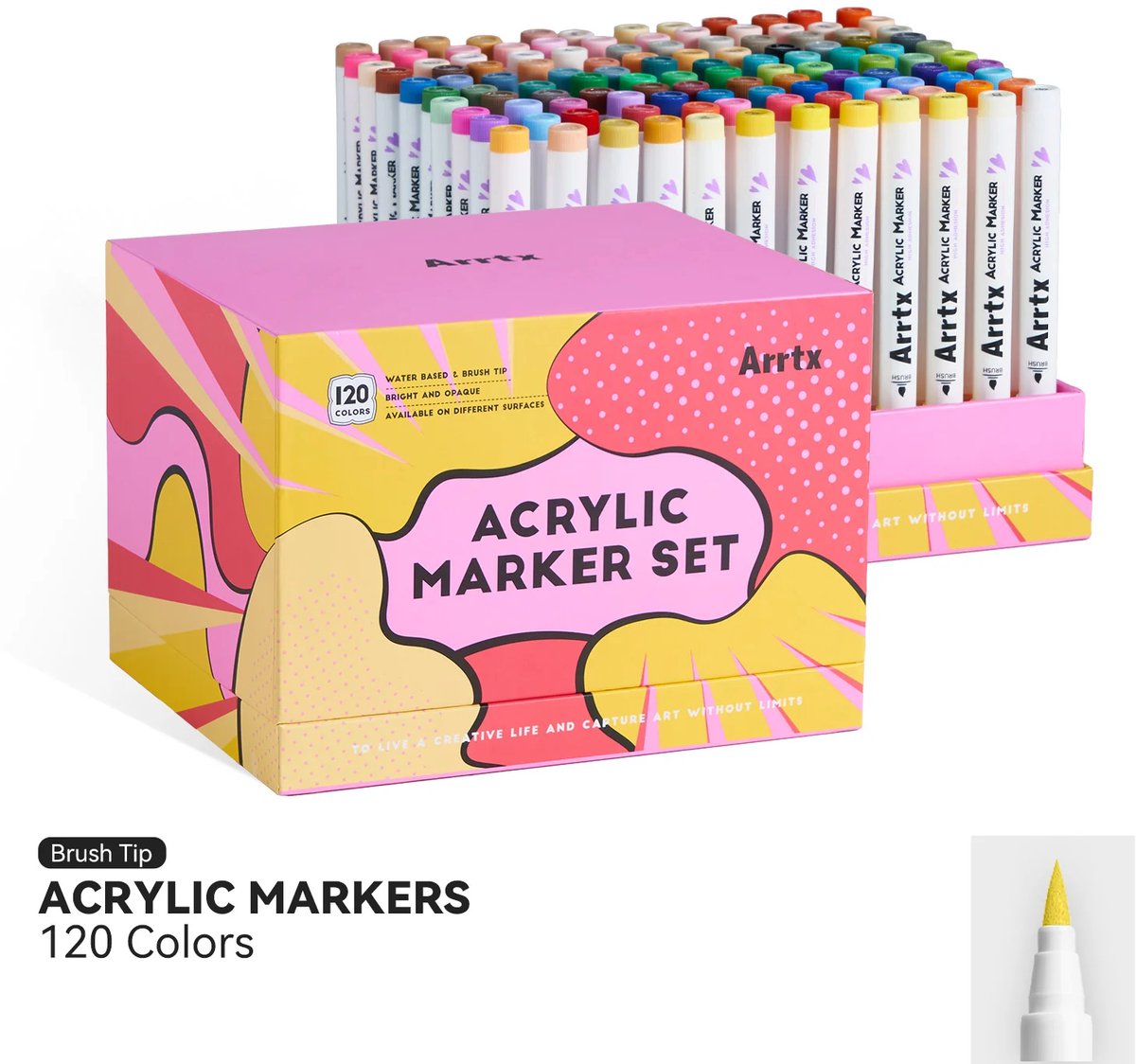 Arrtx Acrylmarkers Paint Brush Tip Markers - 120 kleuren