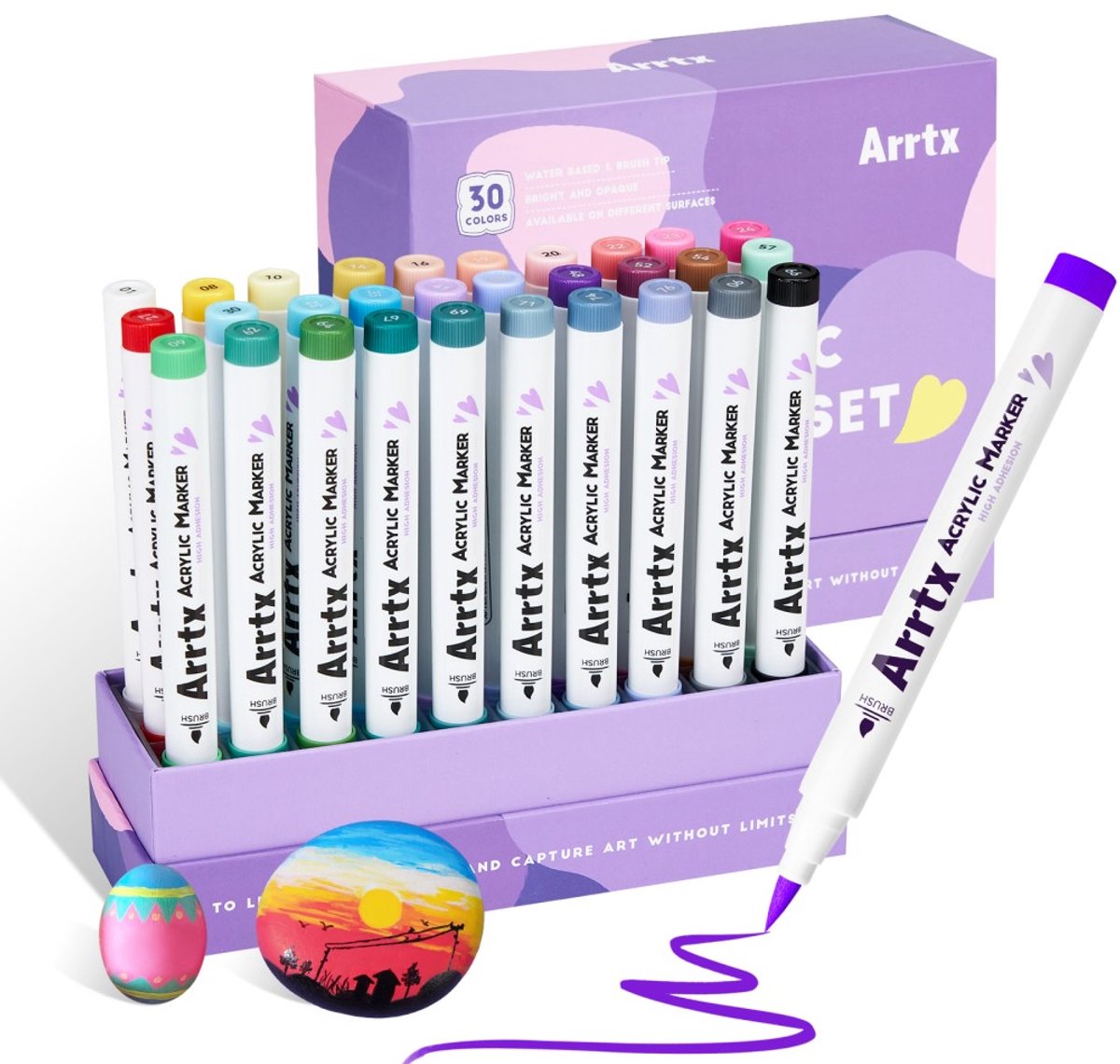 Arrtx Acrylmarkers Paint Brush Tip Markers – 30 kleuren (30A)