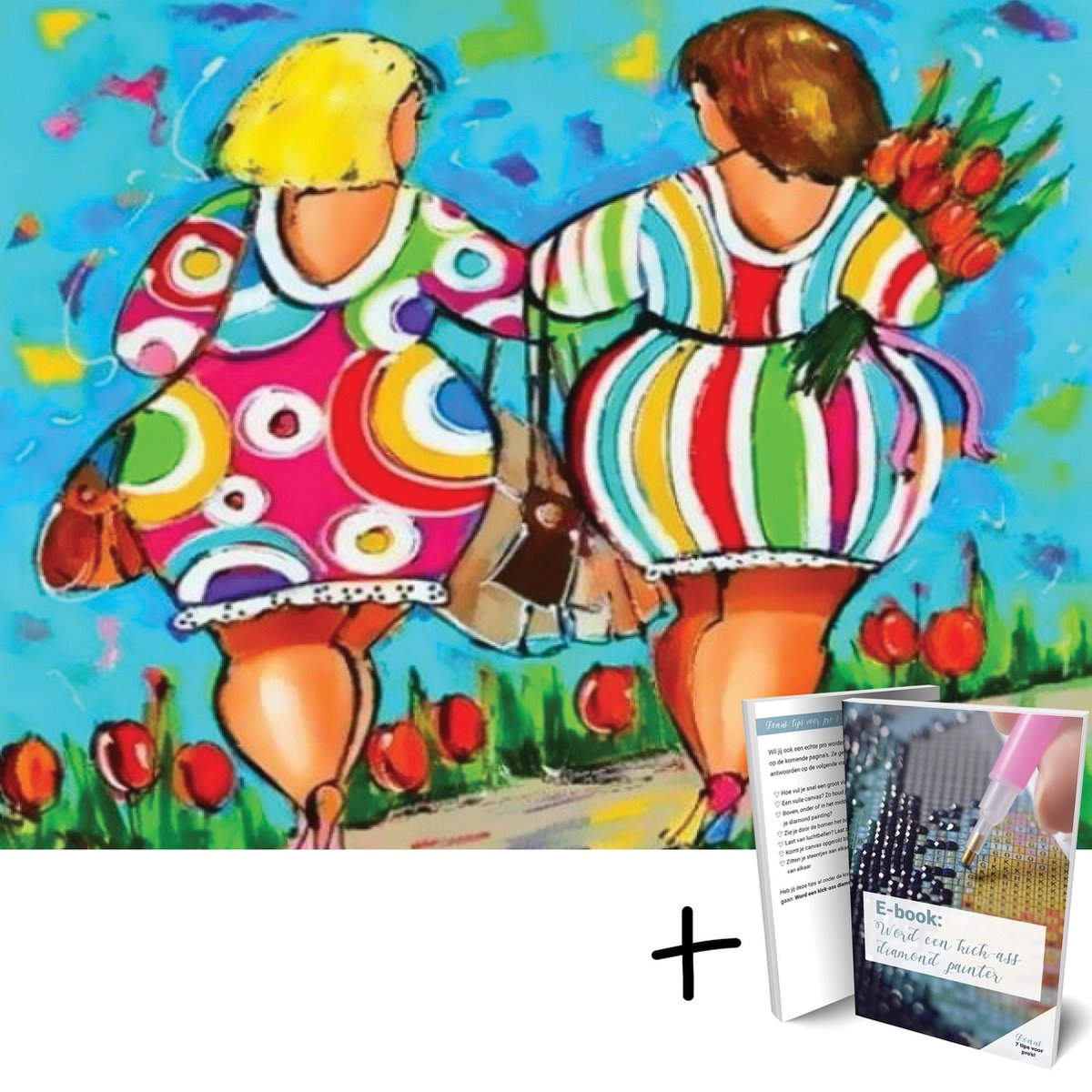 Diamond Painting Dikke Dames Tulpen - 40x30cm - Rond - Met E-book - Art Diamond® - Dikke Dames Winkelen