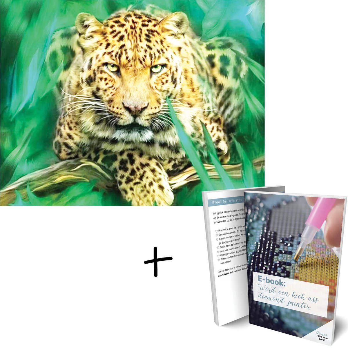 Diamond Painting Luipaard - Katachtige 30x20cm - Rond - Met E-book - Art Diamond® - Diamond Painting Dieren