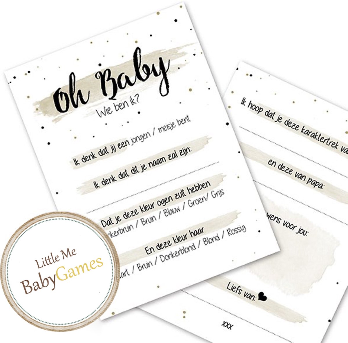 Oh Baby! Babyshower invulkaarten BSG409 (20 stuks) - Oh baby - Babykaarten - Babyvoorspellingen - Babyshower - Babyshowerspelletjes - Gender Reveal