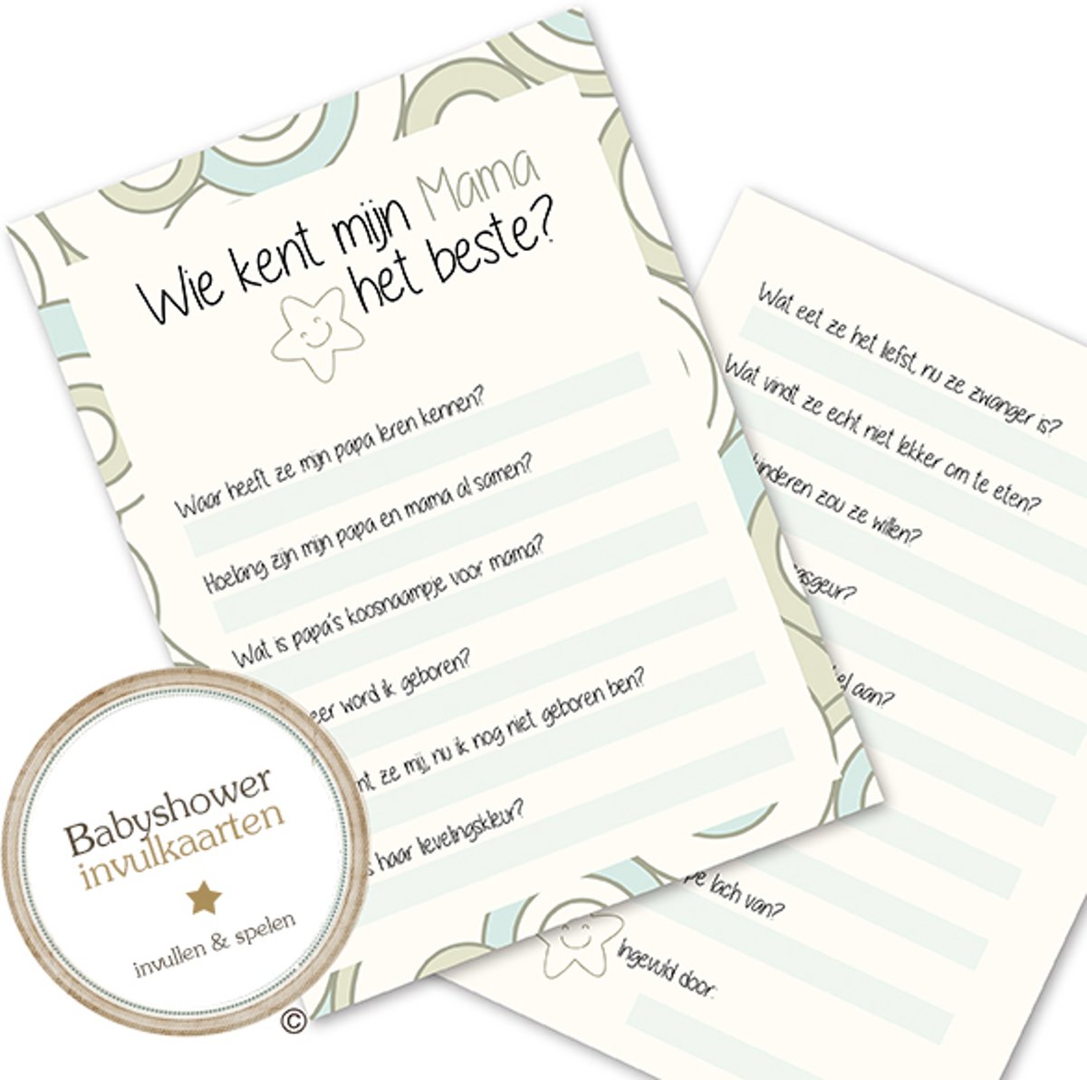 Wie kent mijn mama het beste? - Babyshower games - Babyshower - invulkaarten - Babyborrel - BSG958