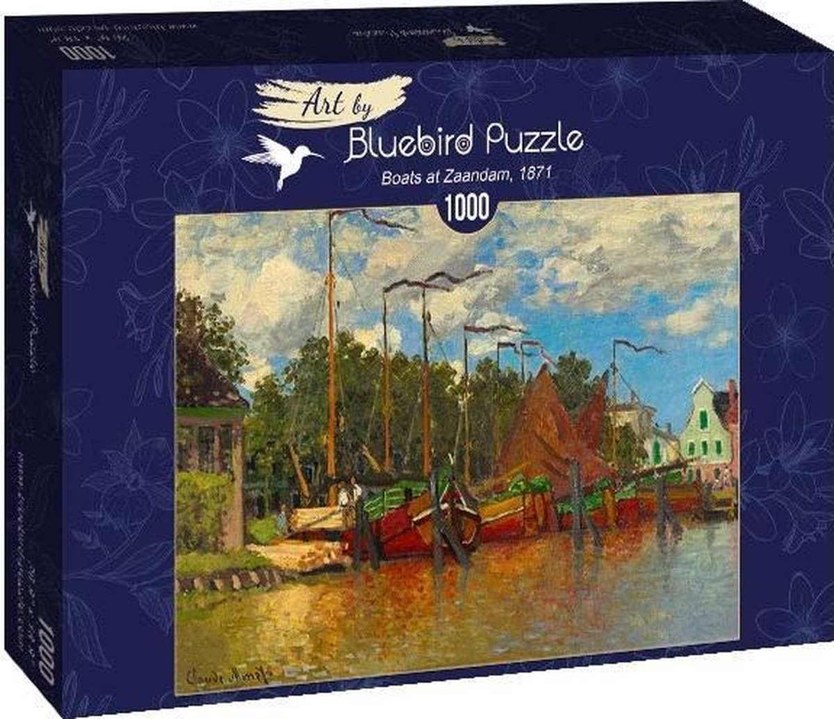 Claude Monet - Boten in Zaandam, 1871 (1000 stukjes, kunst puzzel)