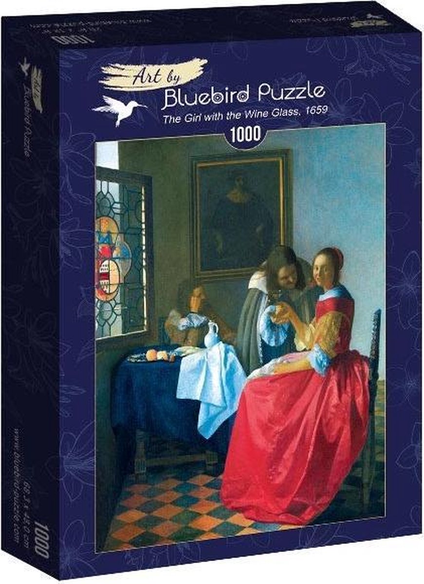 Vermeer - Het meisje met het wijnglas, 1659 (1000 stukjes, kunst puzzel)