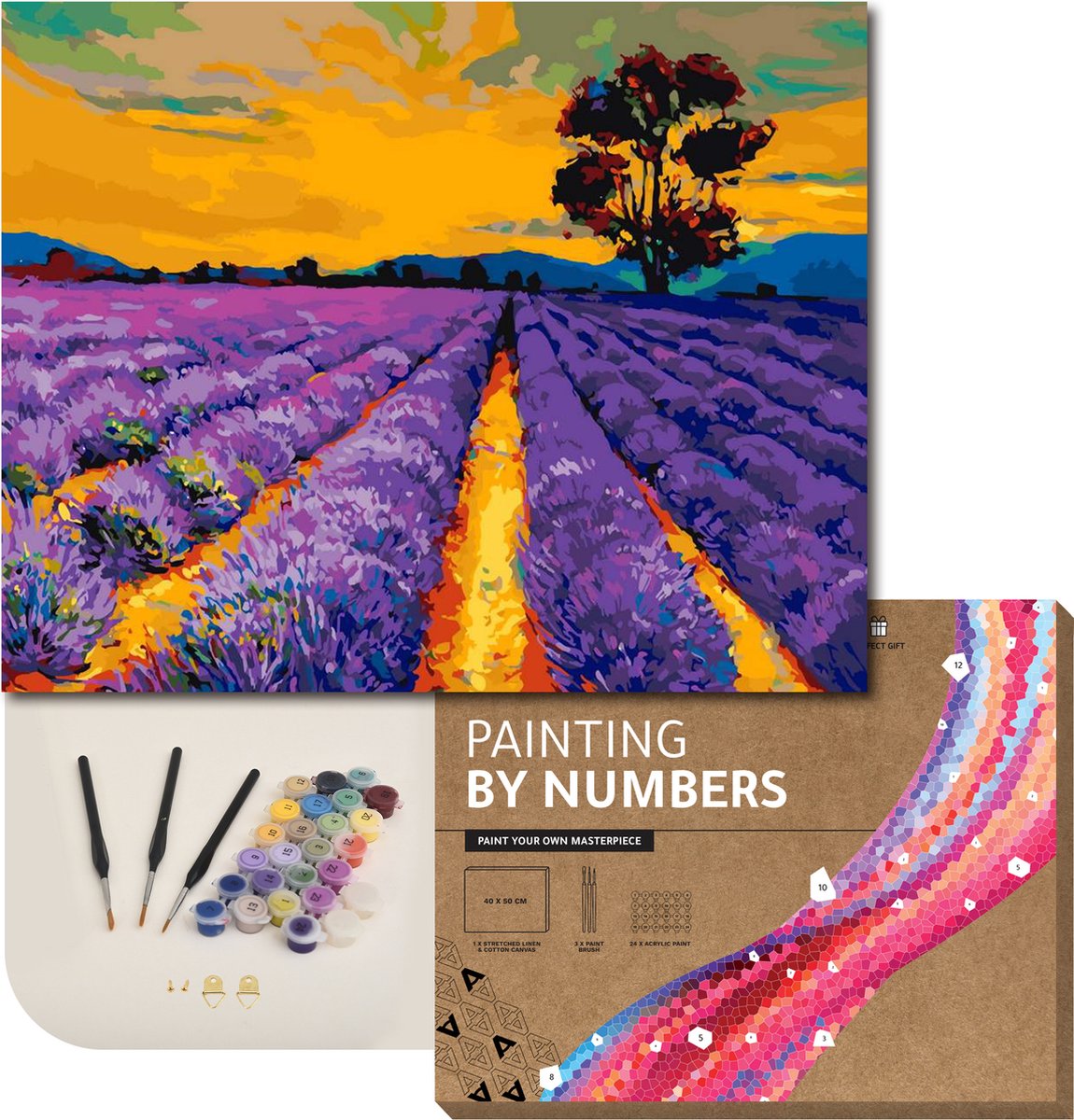 ARTECO® Schilderen Op Nummer – Painting By Numbers – Volwassenen + Kinderen – Met Frame – Lavendelveld