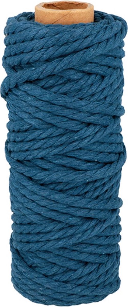 Blauw katoenen   25 m x 6 mm -  