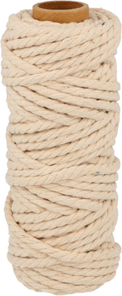 Ecru katoenen   25 m x 6 mm -  