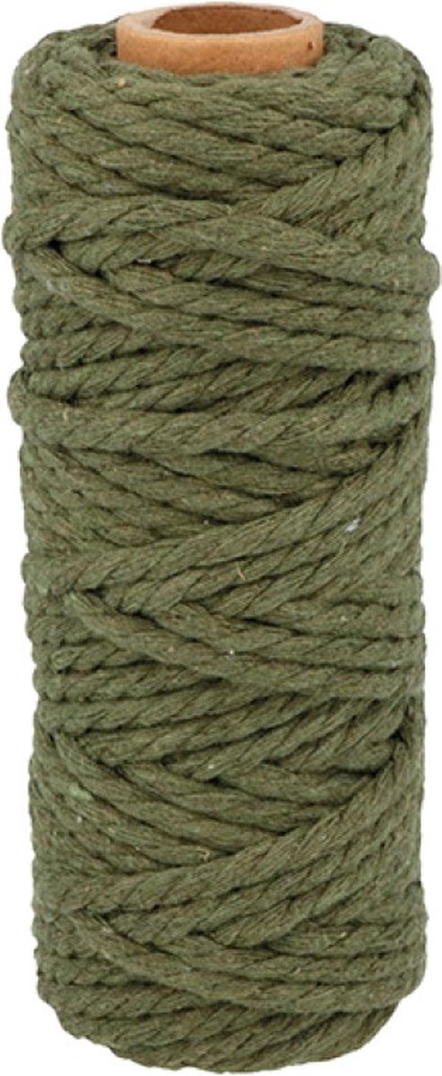 Groen katoenen   25 m x 6 mm -  