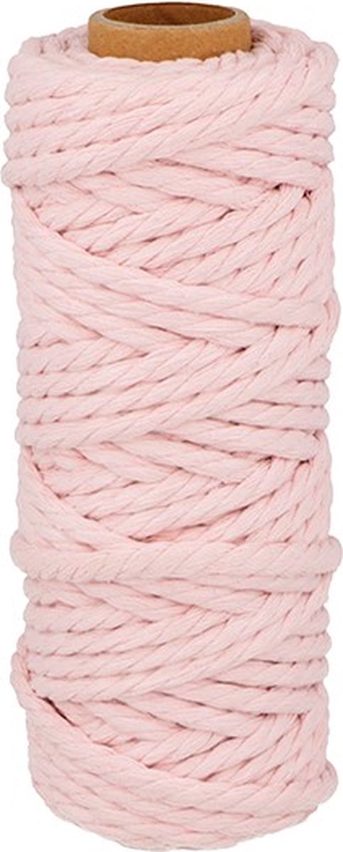 Roze katoenen   25 m x 6 mm -  