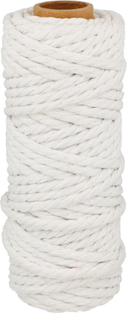 Wit katoenen   25 m x 6 mm -  