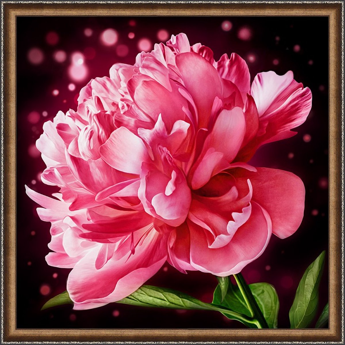   Diamond Painting Sparkling Peony 25x25 cm vierkante steentjes