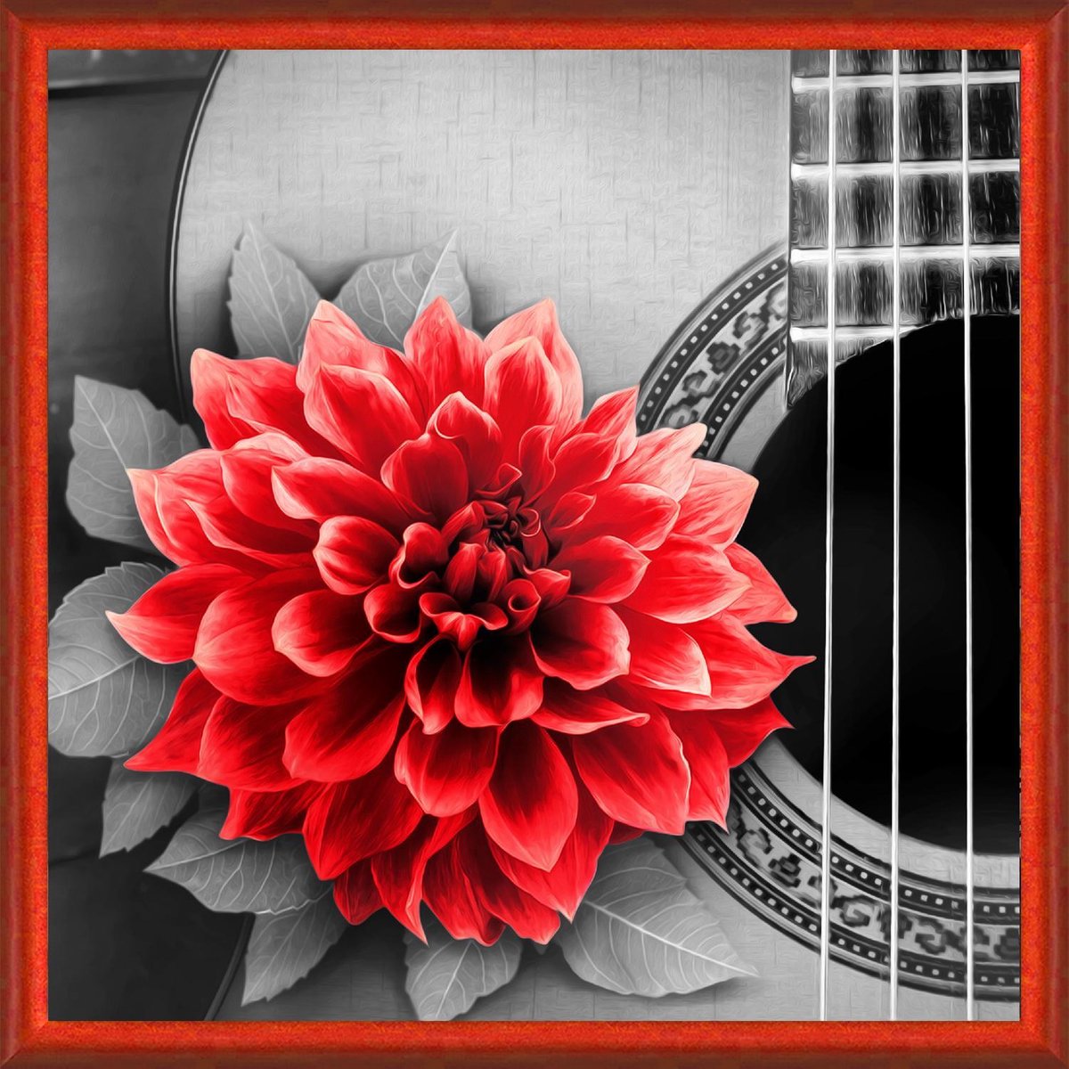 Flower and guitar 25 x 25 cm