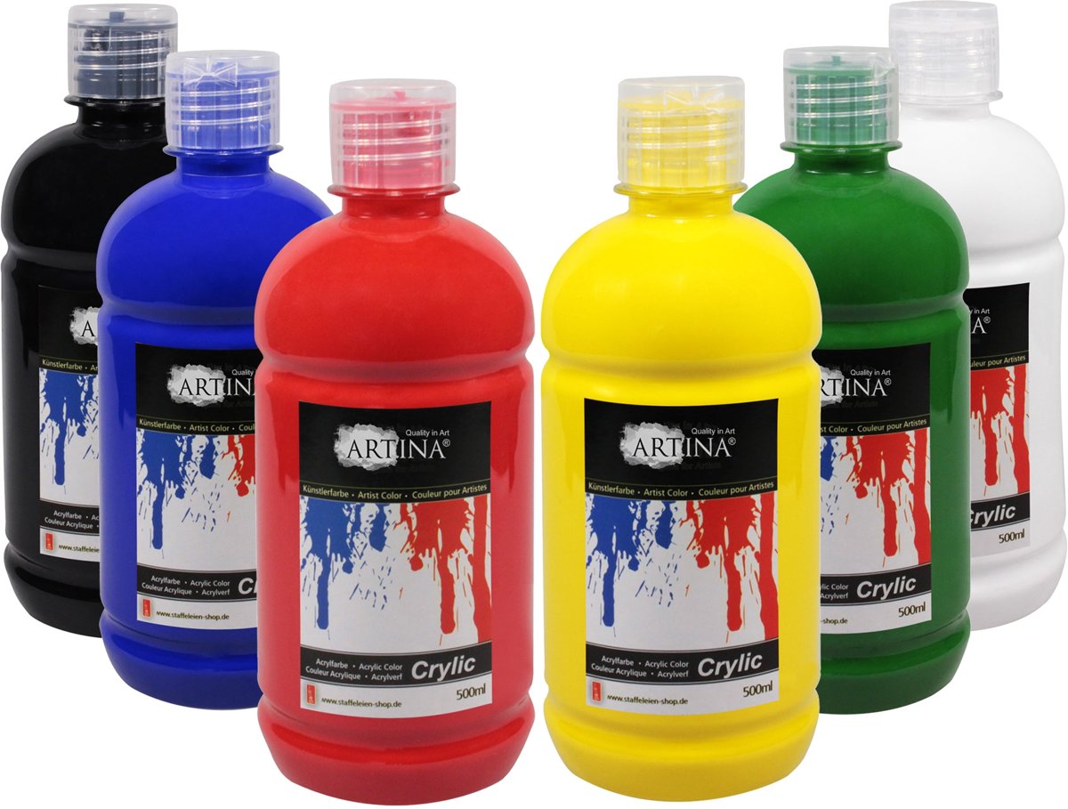 Artina Acrylverf Set 6 x 500 ml Hobbyverf