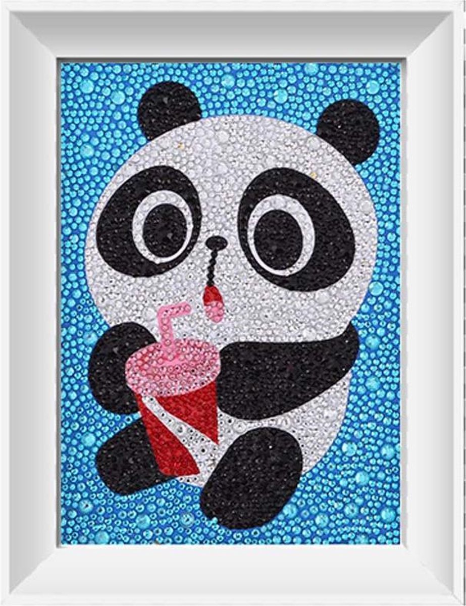 Artstudioclub™  Diamond painting kinderen 15X20cm Panda inclusief lijstje