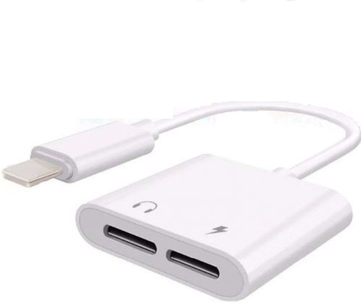 Voor lightning Dubbele Jack Koptelefoon Aux Box Zak 2 in 1 Voor iPhone X 8 7 Plus Voor Apple Dual hoofdtelefoon Audio Lading Adapter (L0917