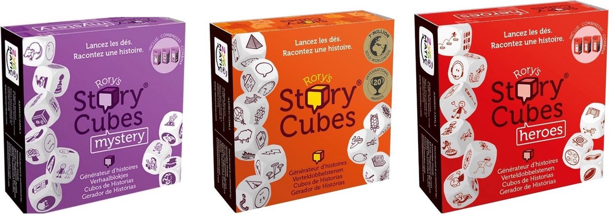 Spellenbundel - Dobbelspel - 3 Stuks - Rorys Story Cubes Original & Mystery & Heroes