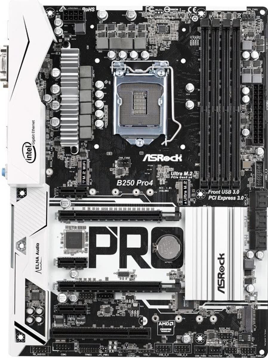 Asrock B250 Pro4 Intel B250 LGA 1151 (Socket H4) ATX moederbord