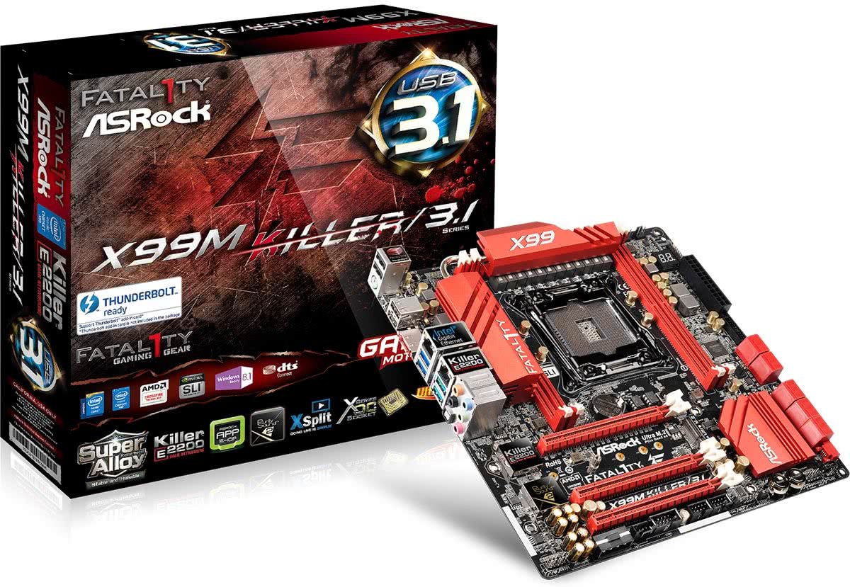 Asrock Fatal1ty X99M Killer/3.1 Intel X99 LGA 2011-v3 Micro ATX moederbord