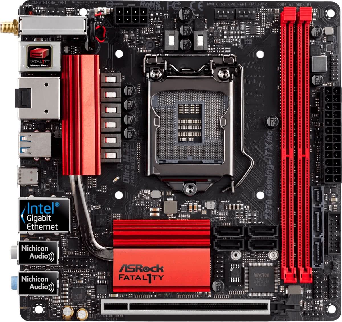 Asrock Fatal1ty Z270 Gaming-ITX/ac Intel Z270 LGA 1151 (Socket H4) Mini ITX moederbord