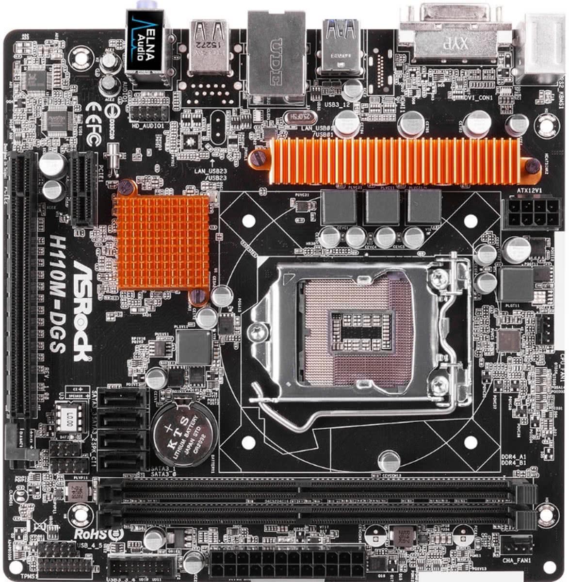 Asrock H110M-DGS Intel H110 LGA1151 Micro ATX motherboard Intel H110 LGA 1151 (Socket H4) Micro ATX moederbord