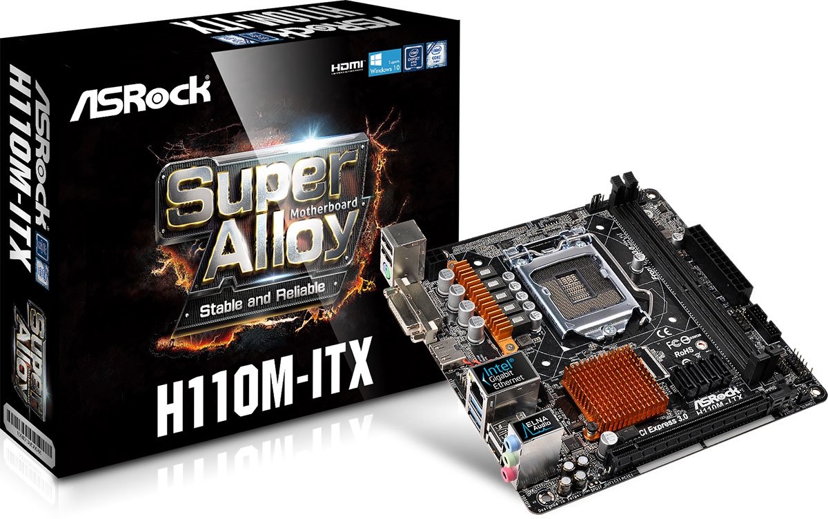 Asrock H110M-ITX Intel H110 LGA 1151 (Socket H4) Mini ITX moederbord