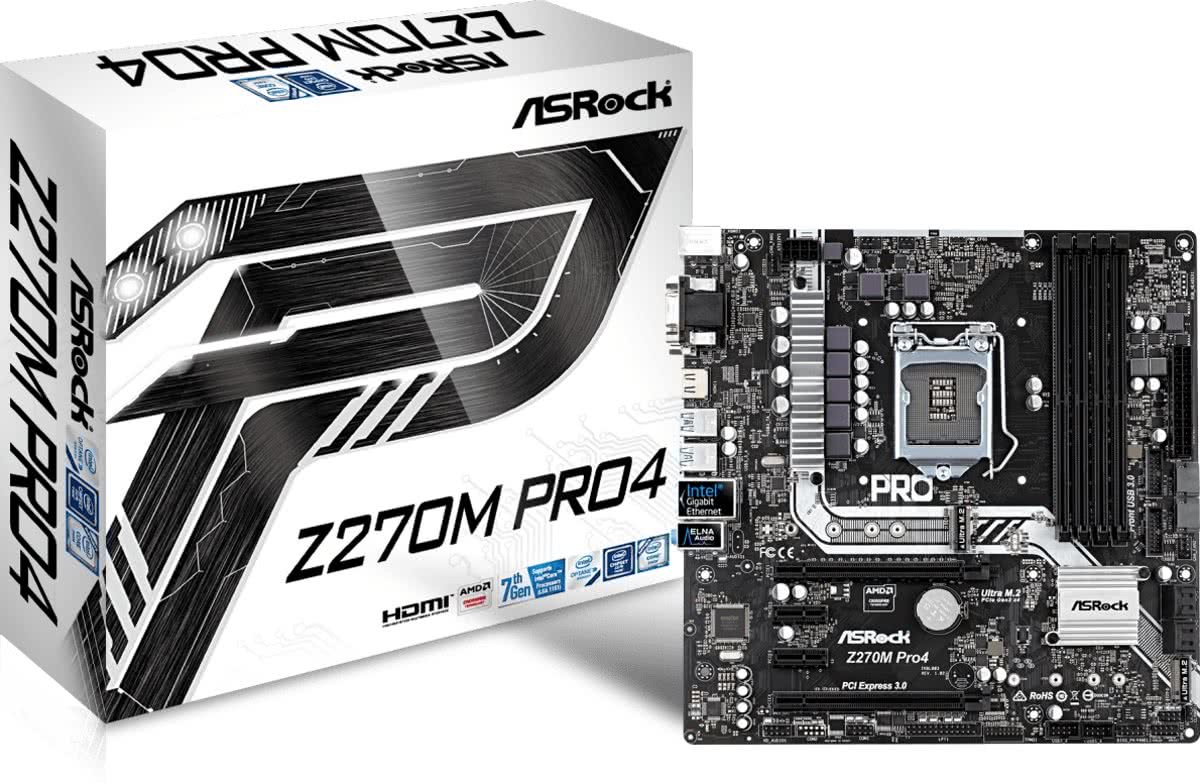 Asrock Z270M Pro4 Intel Z270 LGA 1151 (Socket H4) Micro ATX moederbord