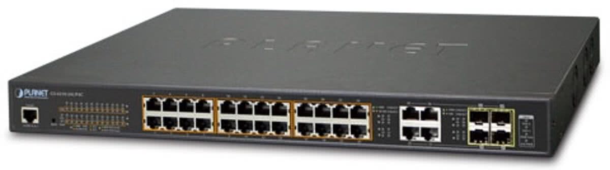 Planet GS-4210-24UP4C Managed network switch L2/L4 Gigabit Ethernet (10/100/1000) Power over Ethernet (PoE) 1U Zwart netwerk-switch