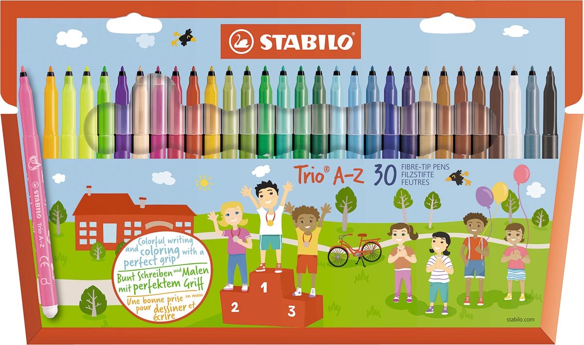 Viltstift STABILO Trio A-Z etui à 30 kleuren