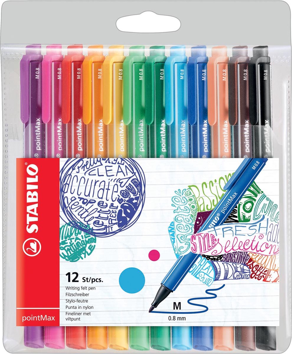 Viltstift STABILO pointmax 488 etui à 12 kleuren