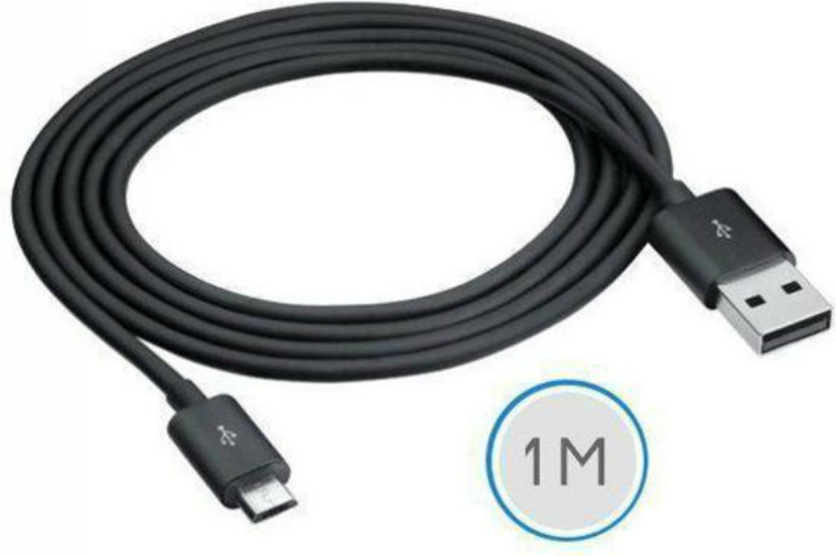 1 meter Micro USB 2.0 oplaad en data kabel - zwart - 1 stuk