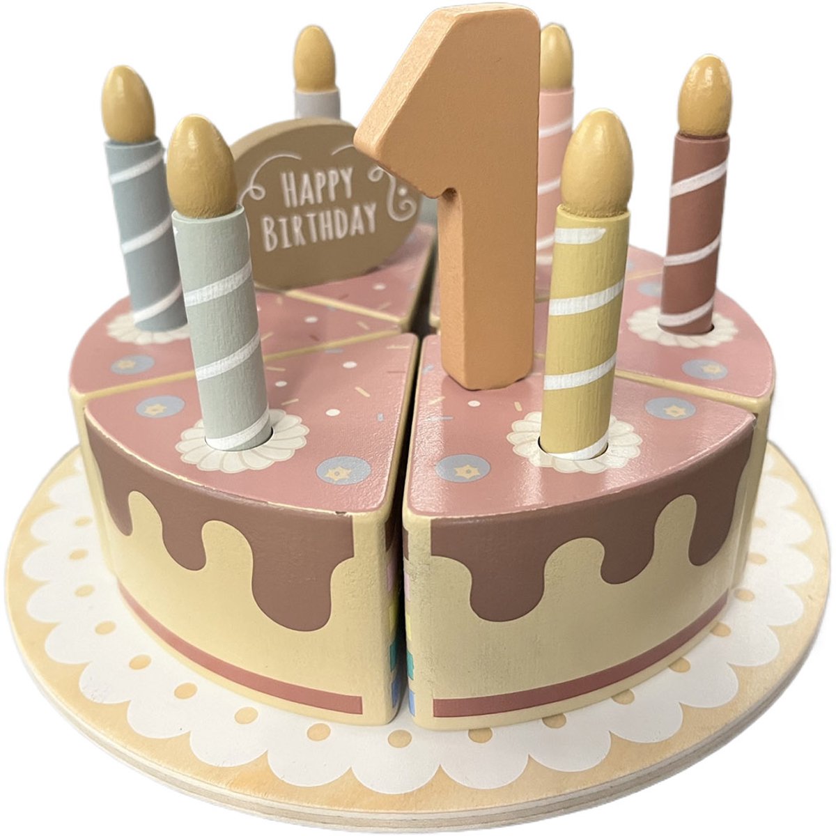   houten verjaardagstaart speelgoed - rollenspel en creativiteit.