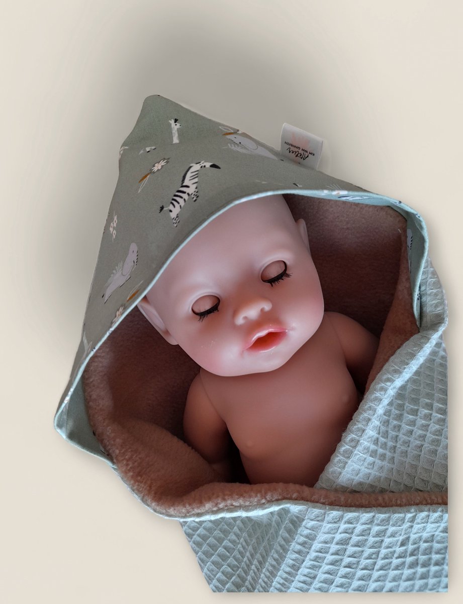 poppen omslagdoek muntgroen dieren