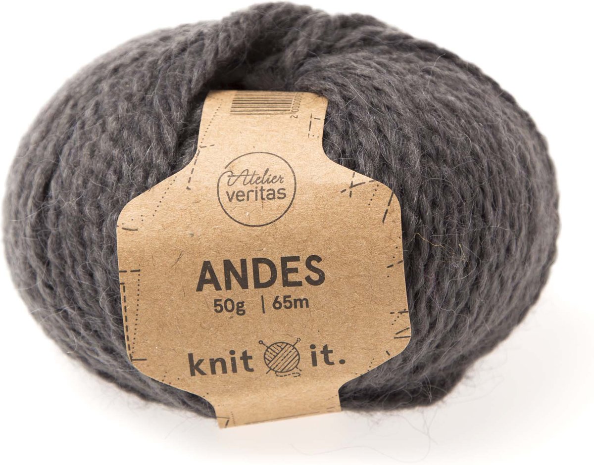 Atelier Veritas Breiwol Andes Alpaca Super Soft kleur P40 Donkergrijs