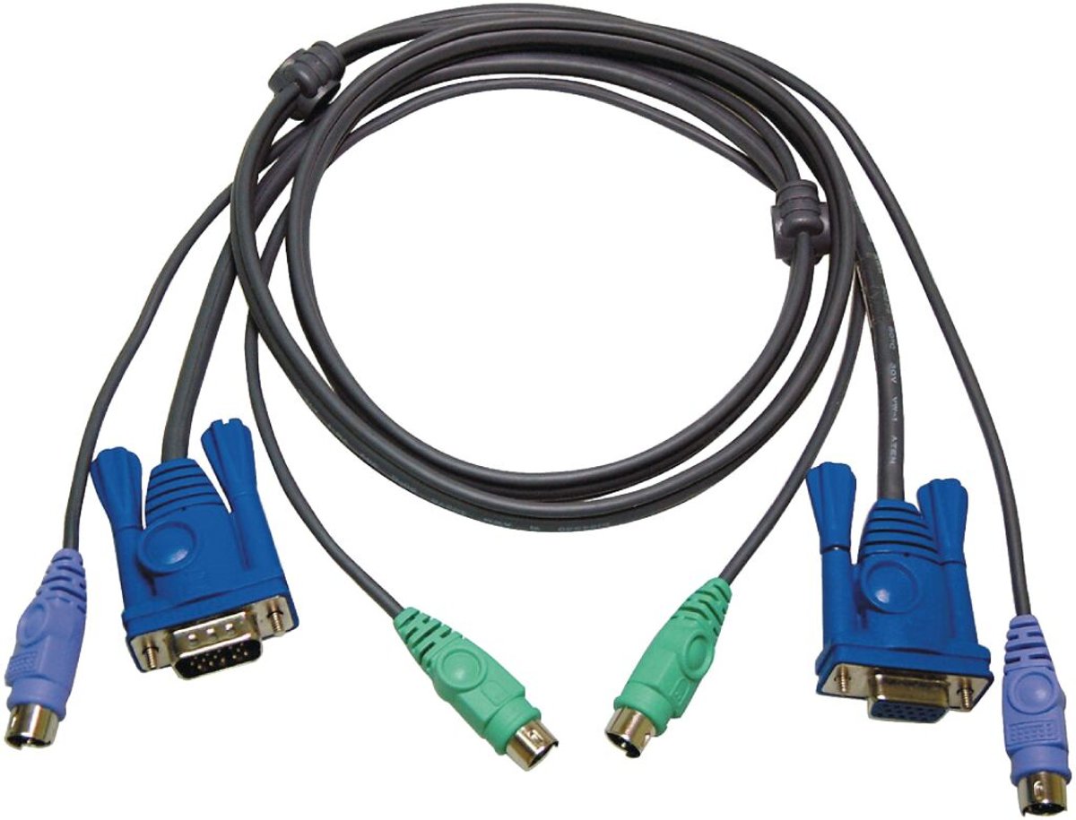 Aten - Aten 2L-5005P/C Kvm Kabel Vga Female 15-pins / 2x Ps/2-connector - Vga Male / 2x Ps/2-connector 5.0 M - Altijd Garantie