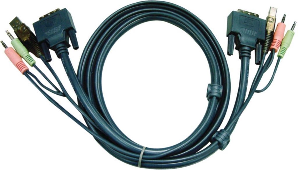 Aten 2L-7D05U Kvm Kabel Dvi-d 18+1-pins Male / Usb A Male / 2x 3.5 Mm Male - Dvi-d 18+1-pins Male / Usb A Male / 2x 3.5 Mm Male 5.0 M