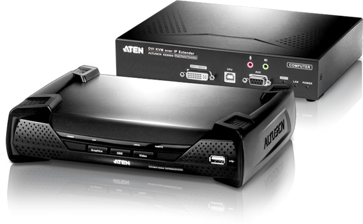 Aten KE6900 audio/video extender AV transmitter & receiver Zwart