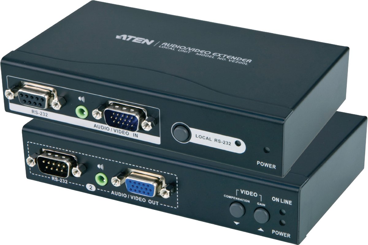 Aten VE200 audio/video extender Zwart