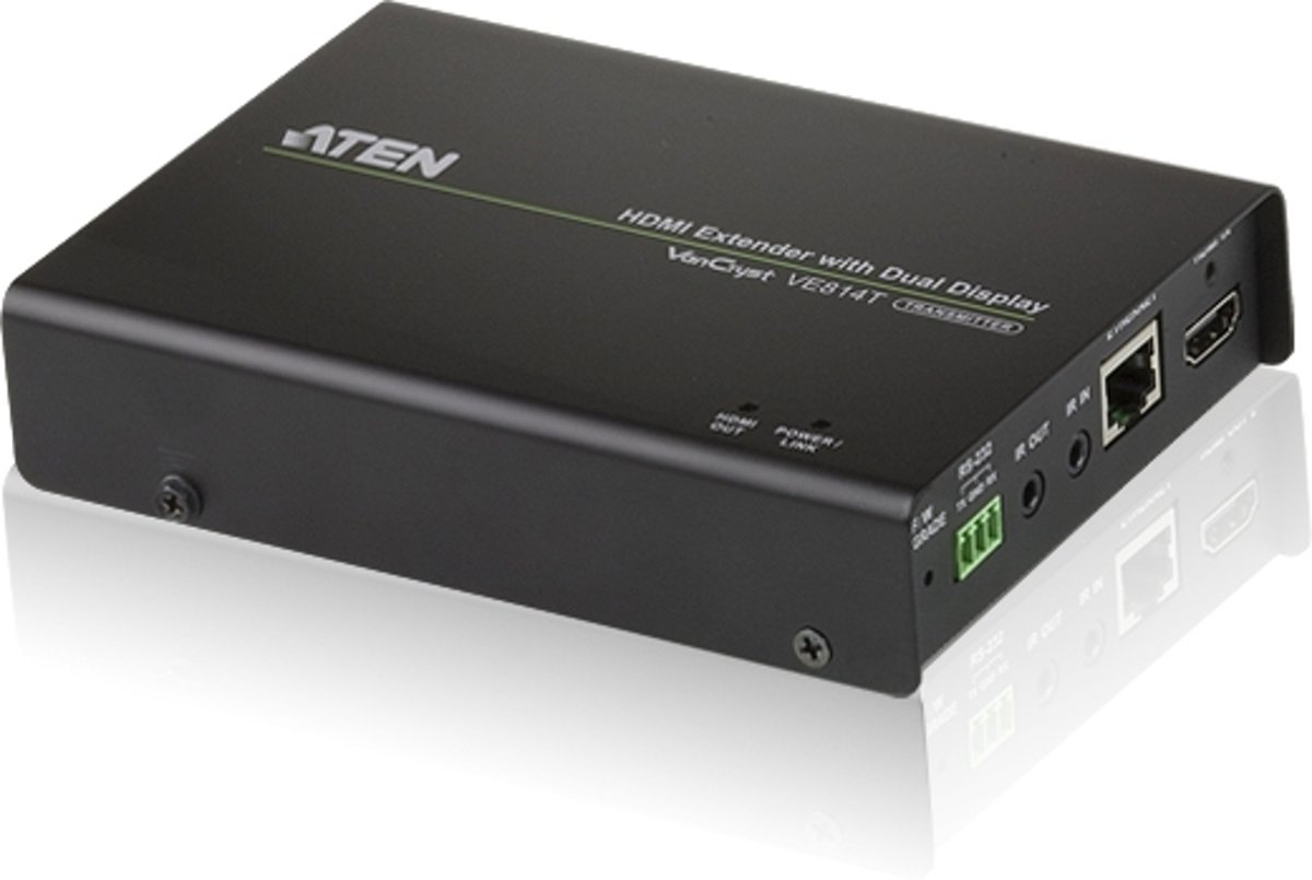 Aten VE814T audio/video extender AV transmitter Zwart