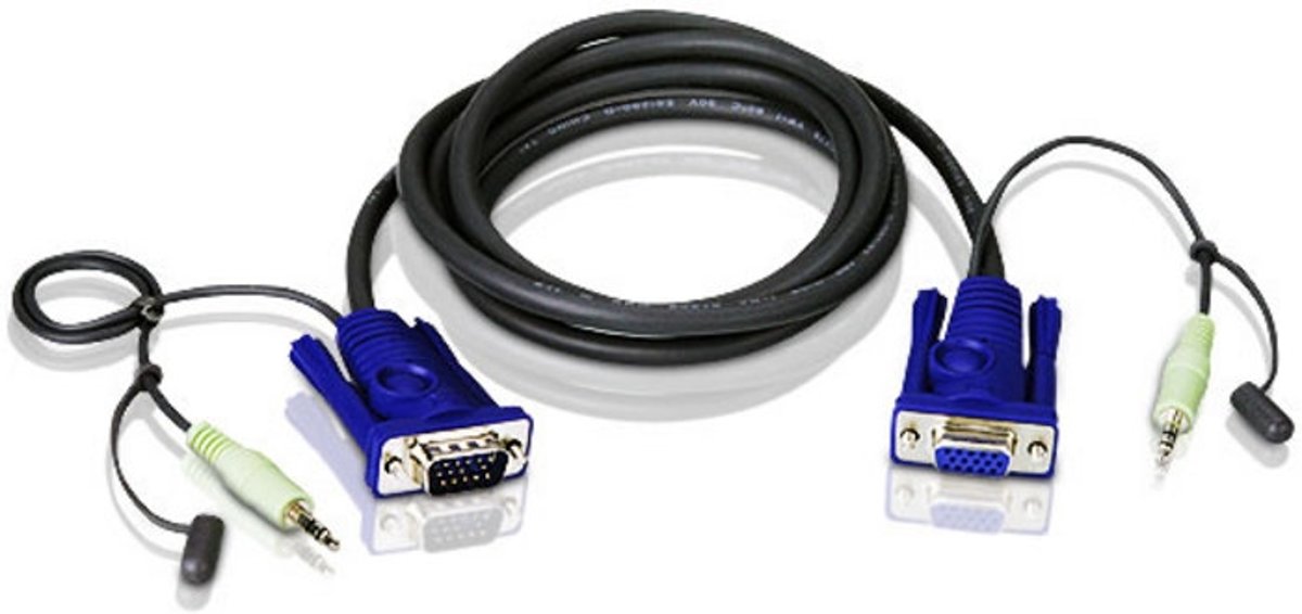 Aten VGA / Audio Cable toetsenbord-video-muis (kvm) kabel Zwart 1,8 m