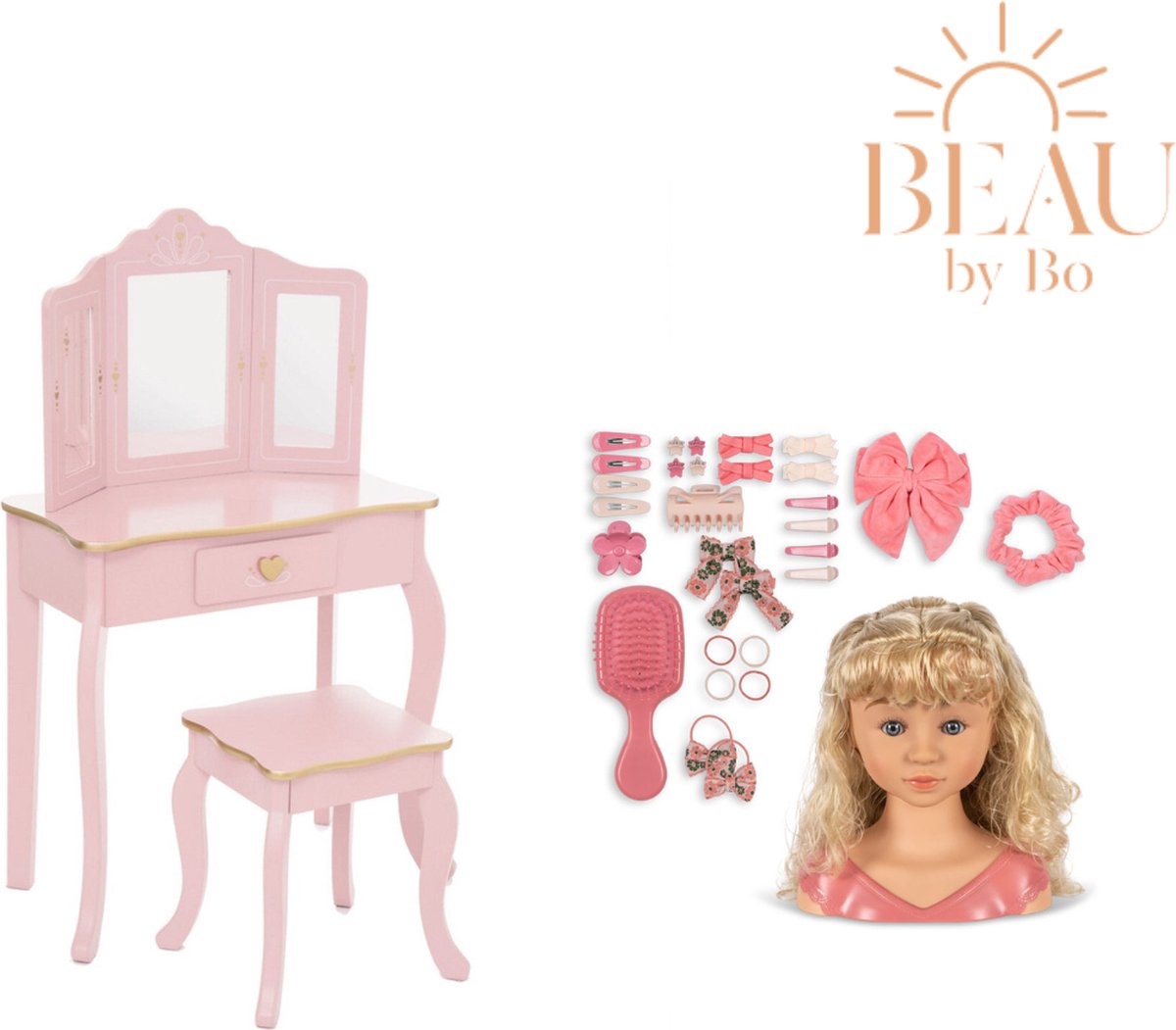 BEAU by Bo Kaptafel Sisi en Mimi Poppenbuste met haaraccessoires