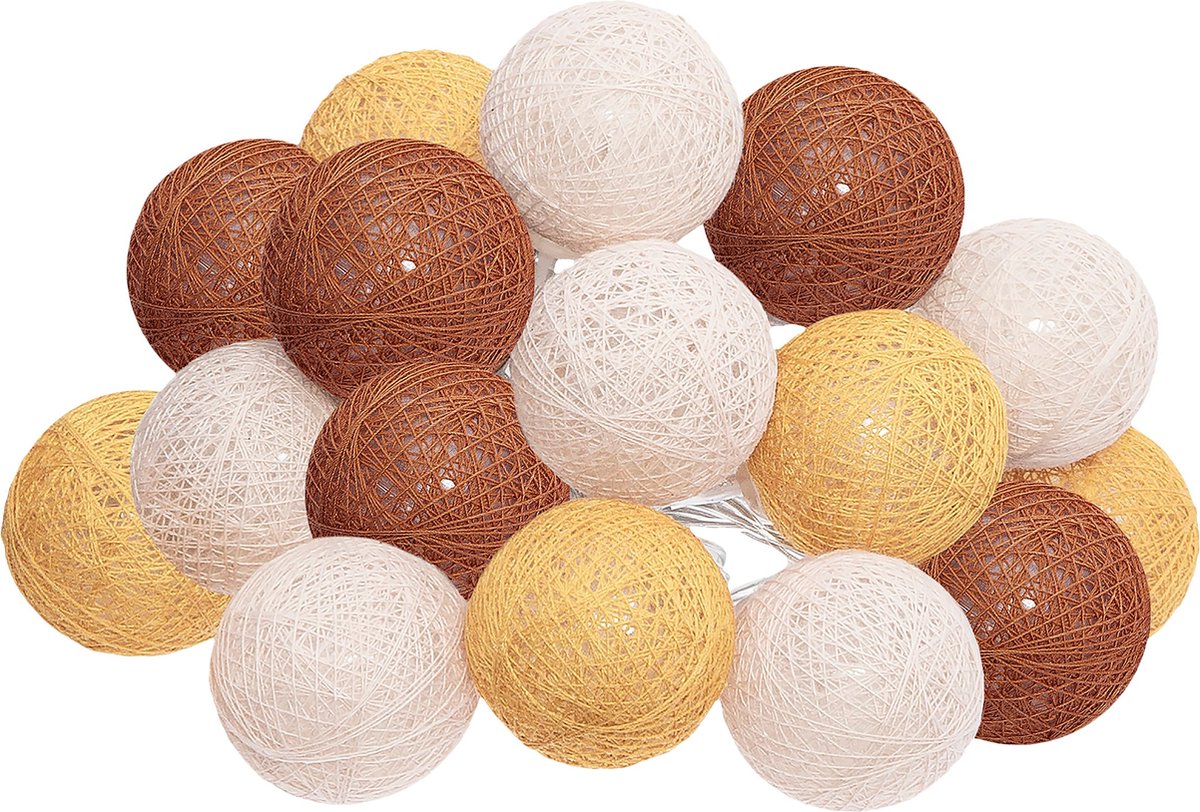 Atmosphera LED Feestverlichting Land balletjes Multi - Lichtslingers katoen - Cotton ball - 16 Ballen - Dia 3.5 cm - Guirlande