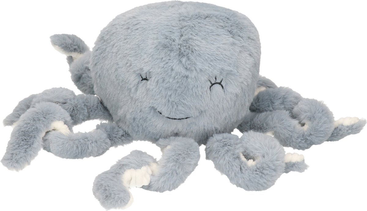 Atmosphera Octopus/inktvis knuffel van zachte pluche - grijs/wit - 22 cm - Super sweet